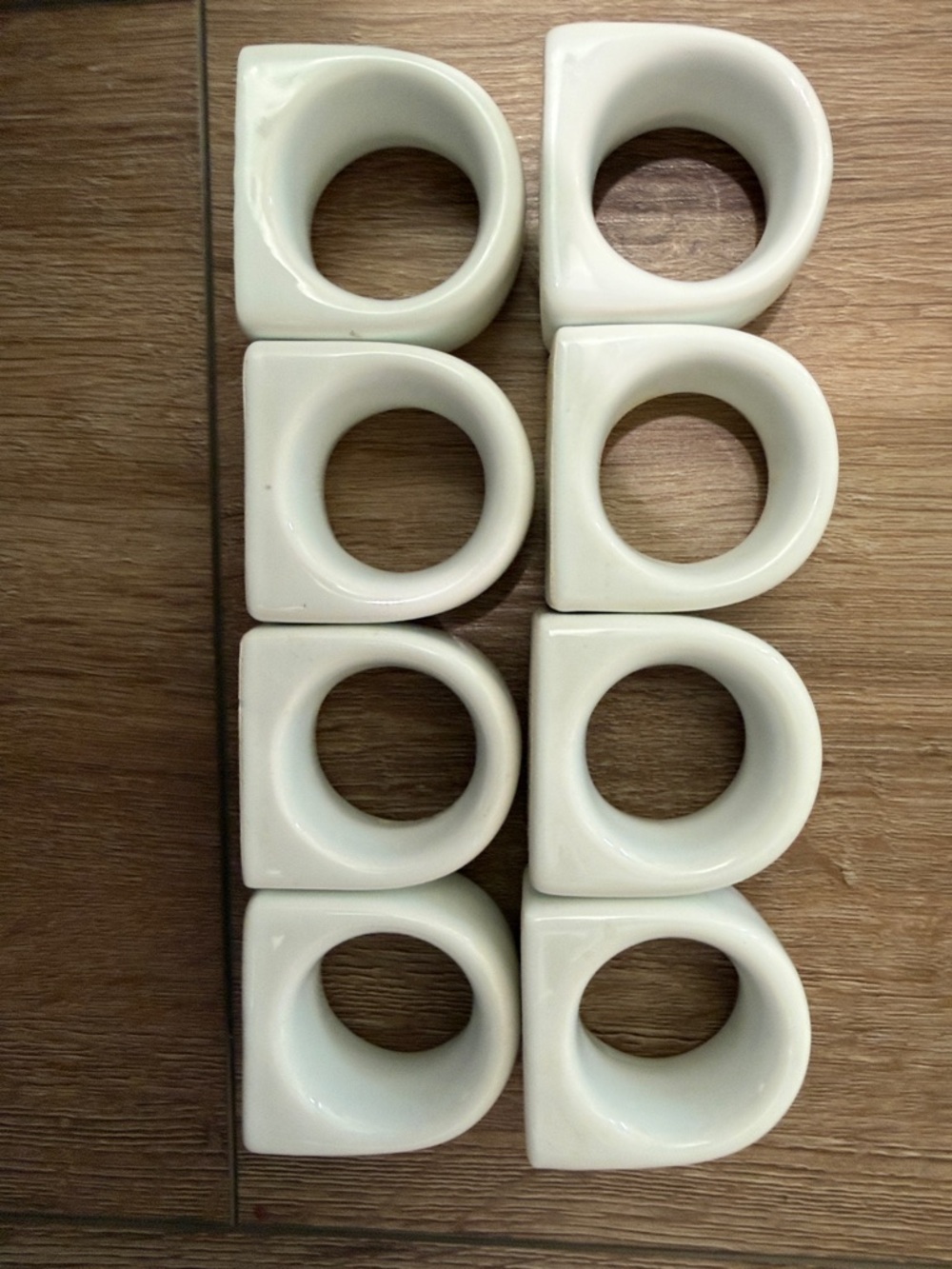 Vintage Pier 1 Imports Set of 8 White Ceramic Napkin Rings
